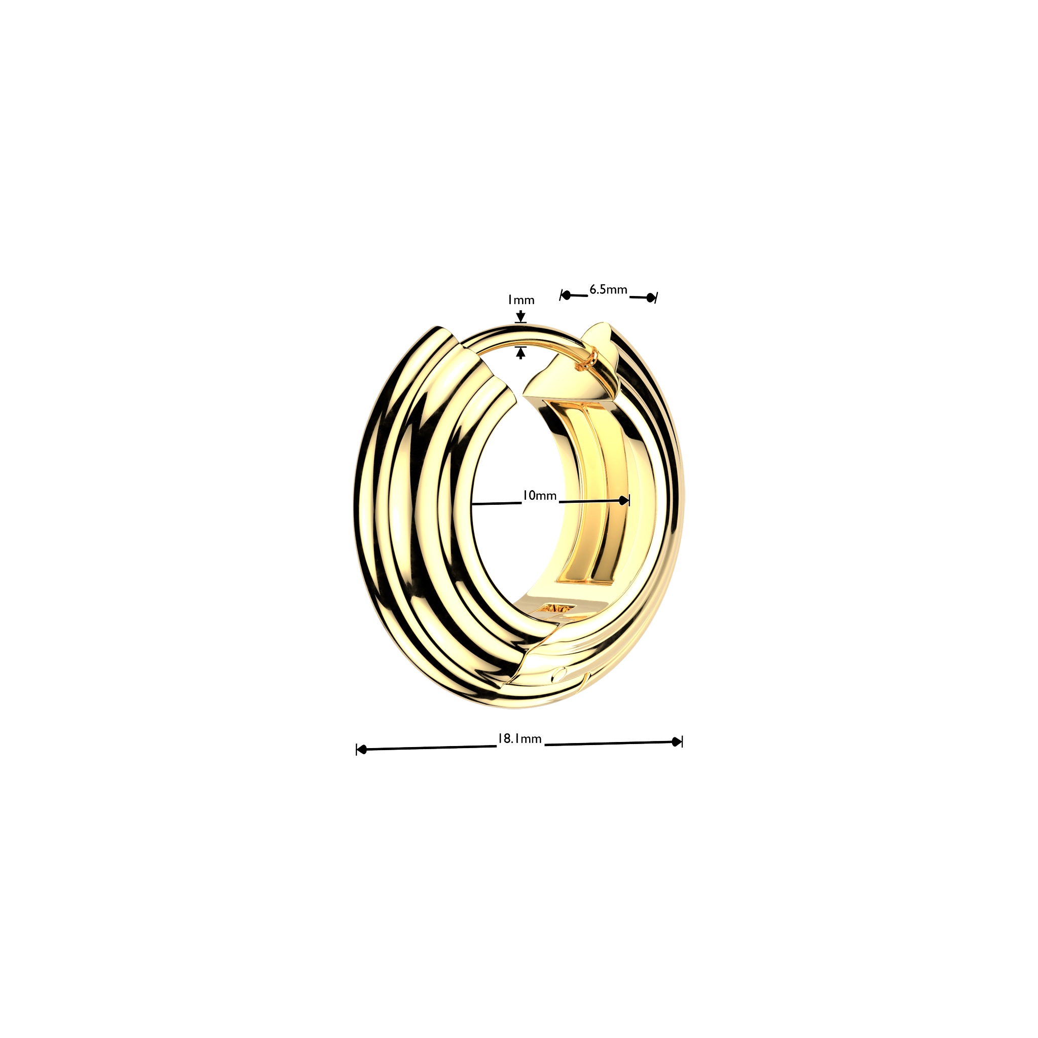 Złoty clicker do ucha  Multi ring