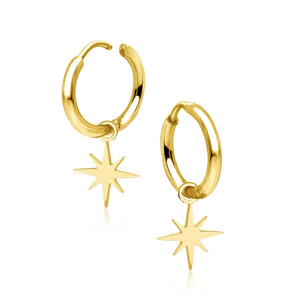 Złoty stalowy clicker do ucha z zawieszką Twinkle Star