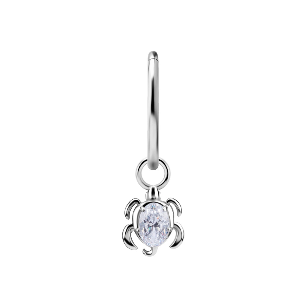 Piercing charm Turtle white gem