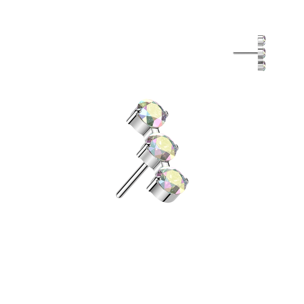 Tytanowa ozdoba Ciara z opalizującymi cyrkoniami i gwintem push-in