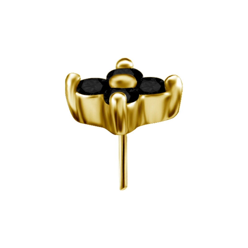 Quatro gem gold push-in top with black gems