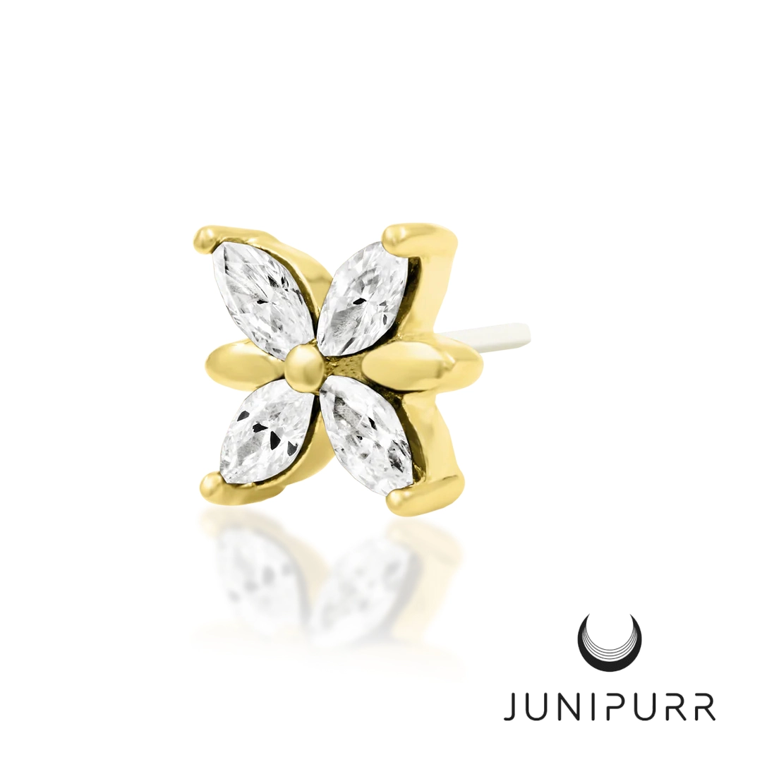 Lilliana White CZ ozdoba push-in z żółtego złota 14k