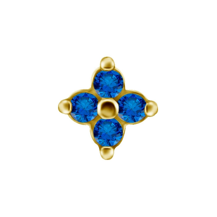 Quatro gem gold push-in top with blue gems