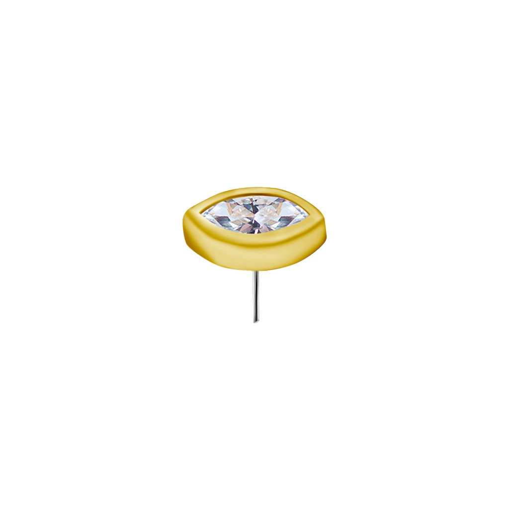 White marquise CZ bezel set 18k gold
