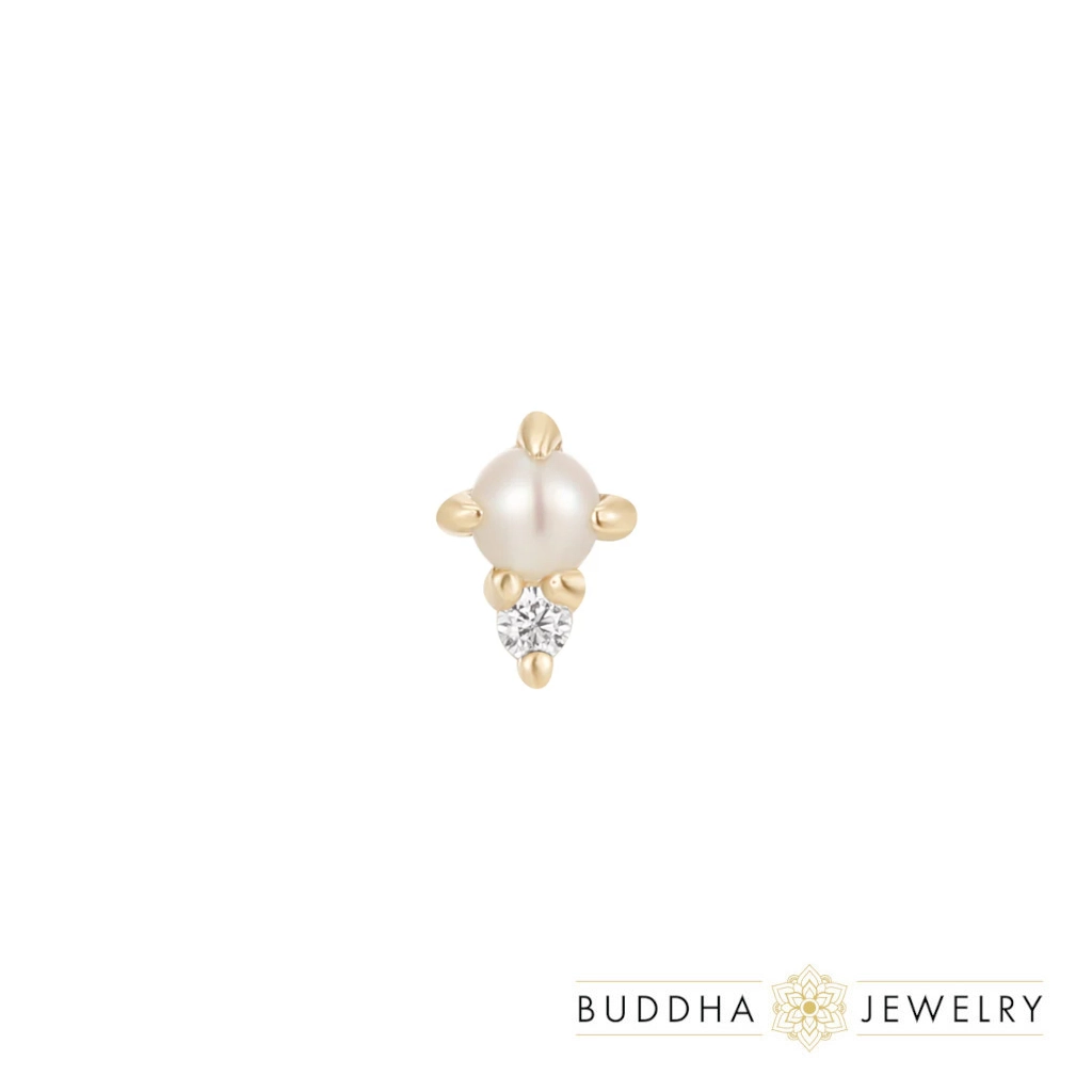 The Light - Pearl ozdoba push-in z żółtego złota 14k