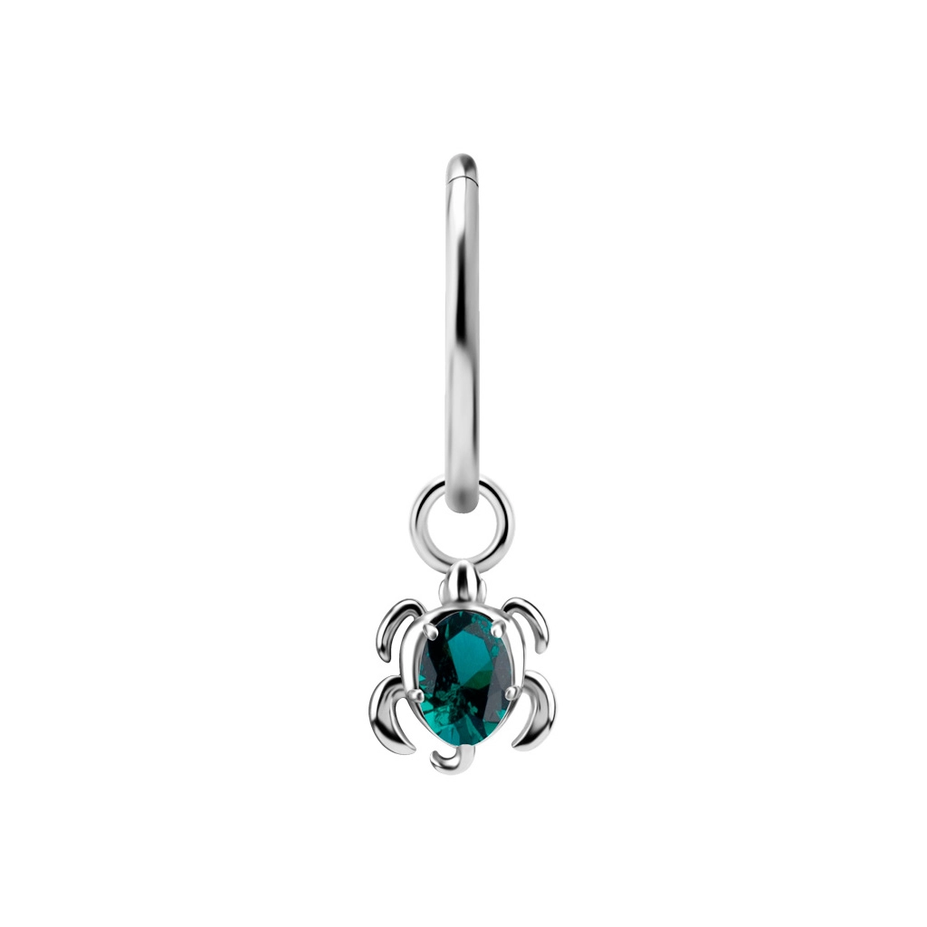 Piercing charm Turtle emerald gem