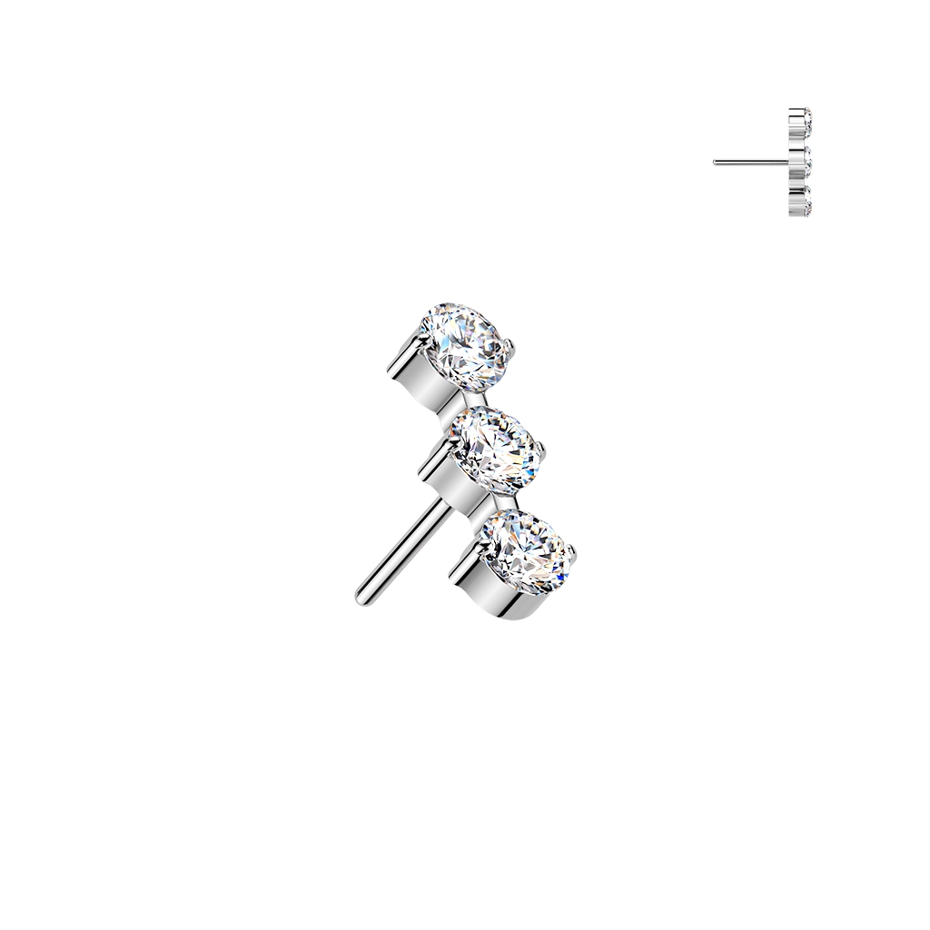 Tytanowa ozdoba Ciara z cyrkoniami i gwintem push-in