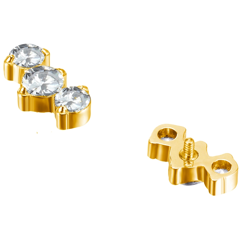Gold titanium labret Roya with clear gems