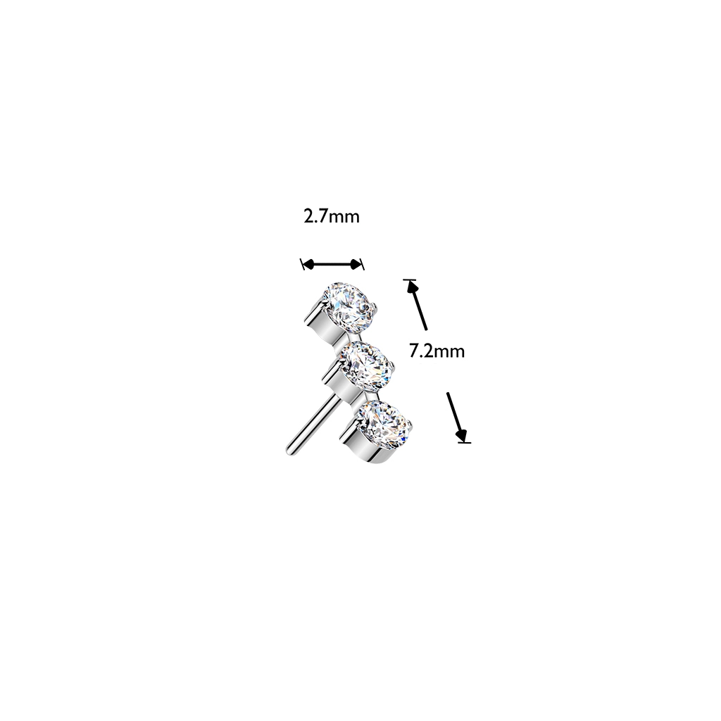 Tytanowa ozdoba Ciara z cyrkoniami i gwintem push-in
