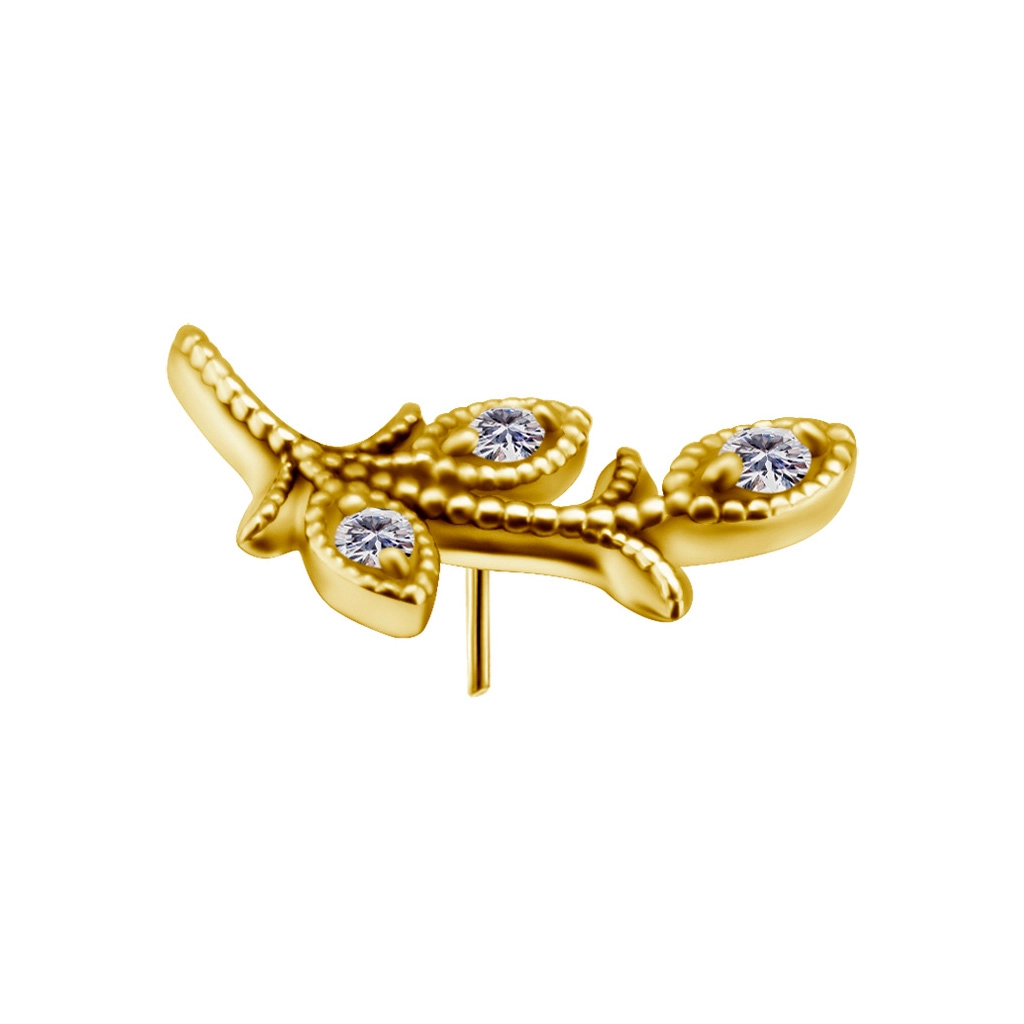 Olive branch złota ozdoba push-in z białymi cyrkoniami (lewa)