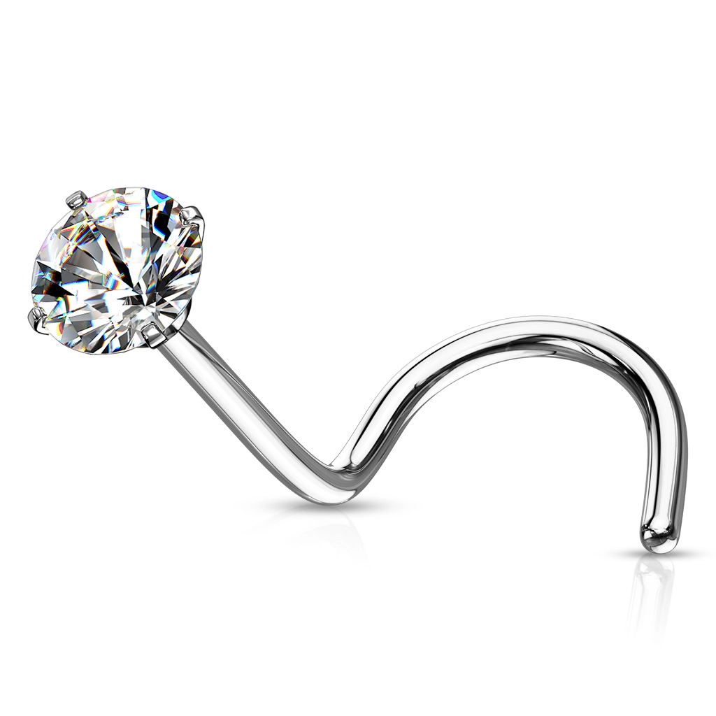 Nose stud clear prong set cubic zirconia
