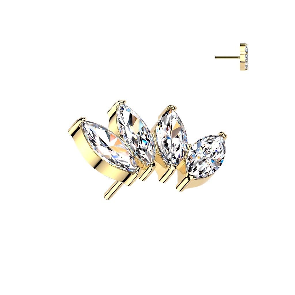 Gold push-in end Quadruple Marquise