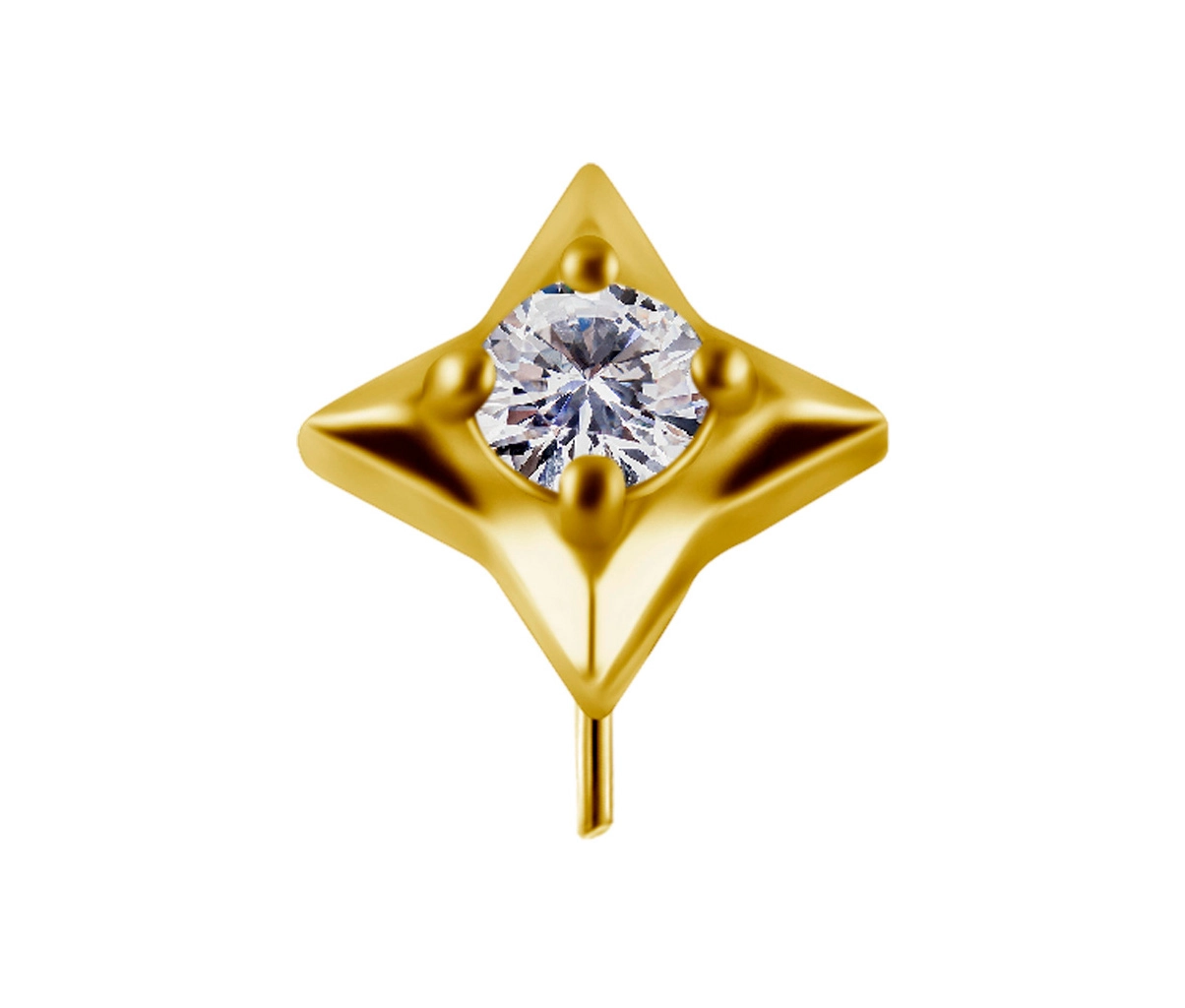 Estel złota ozdoba push-in z białą cyrkonią