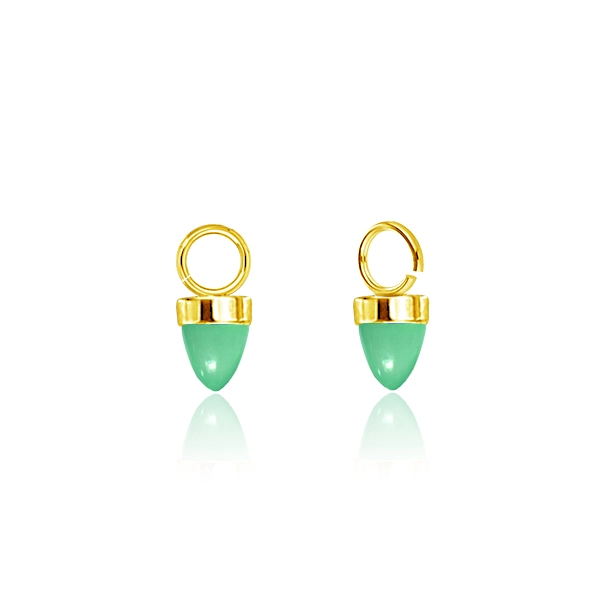 Golden charm Aura  with green glass