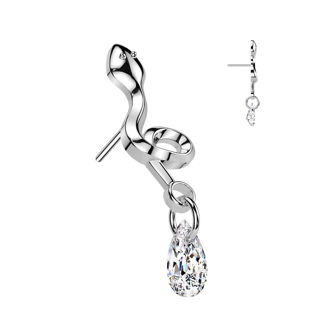 Tytanowa ozdoba push-in Snake with gem