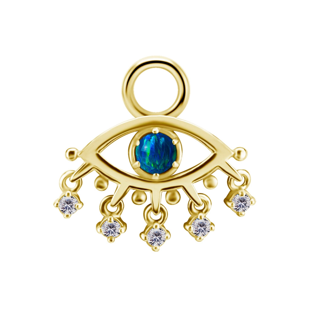 Gold piercing charm Goddess sea green opal