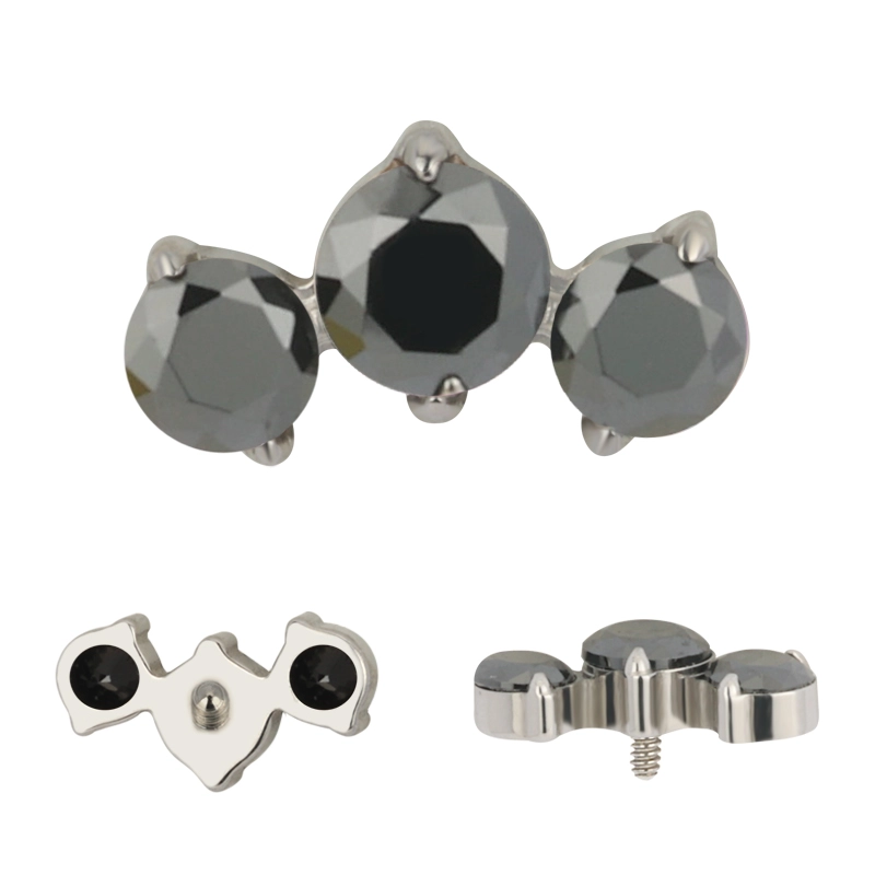Titanium labret Roya with black gems