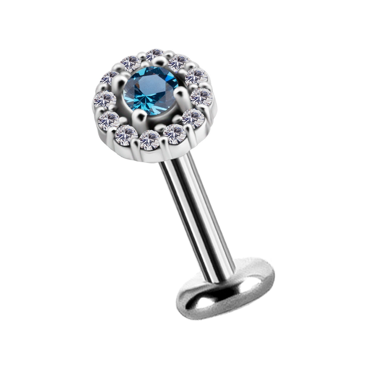 Labret Elegance błękitny kryształek