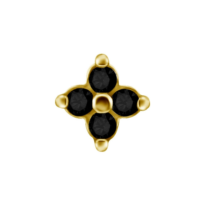 Quatro gem gold push-in top with black gems