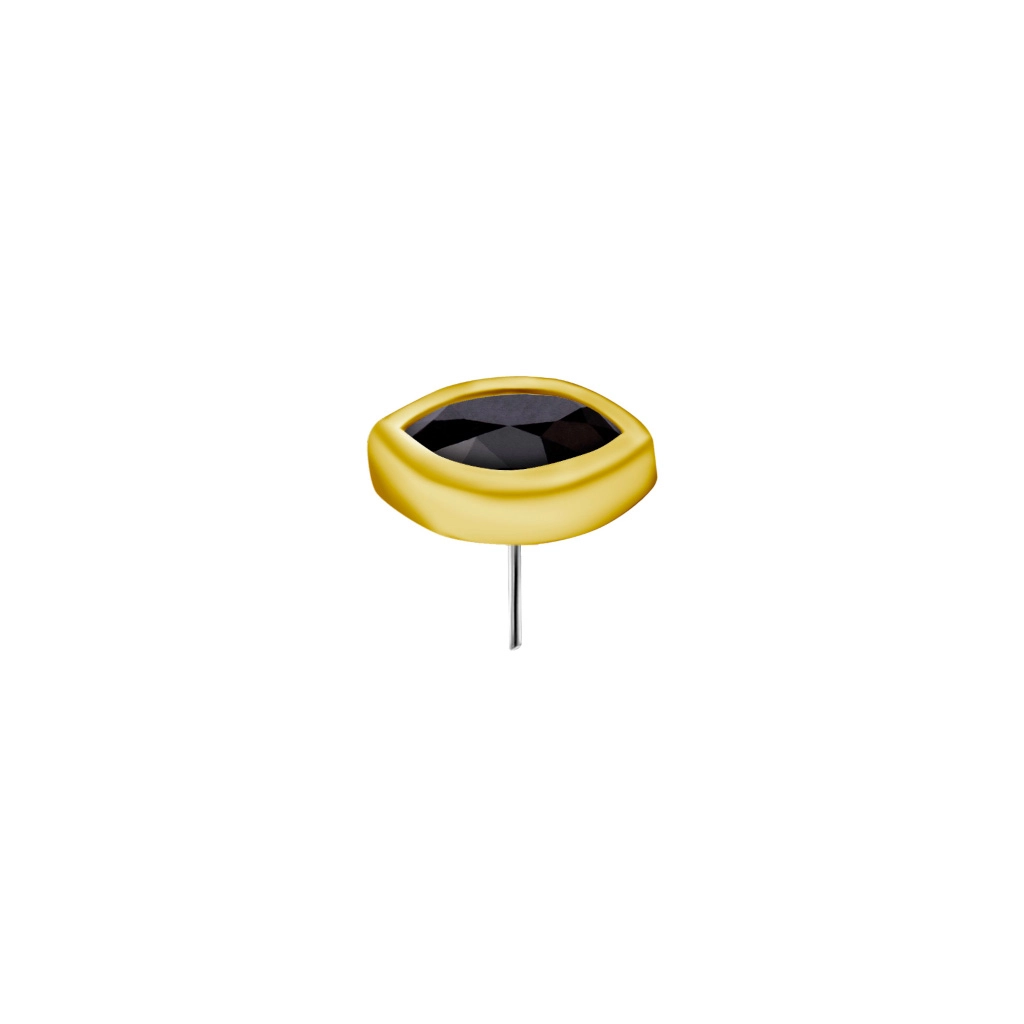 Black marquise CZ bezel set 18k gold