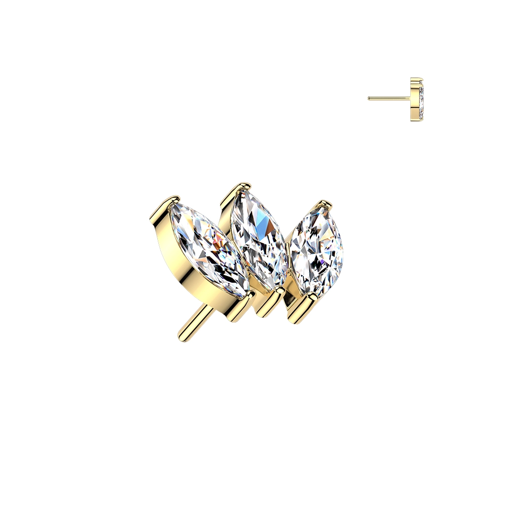 Gold push-in end Triple Marquise