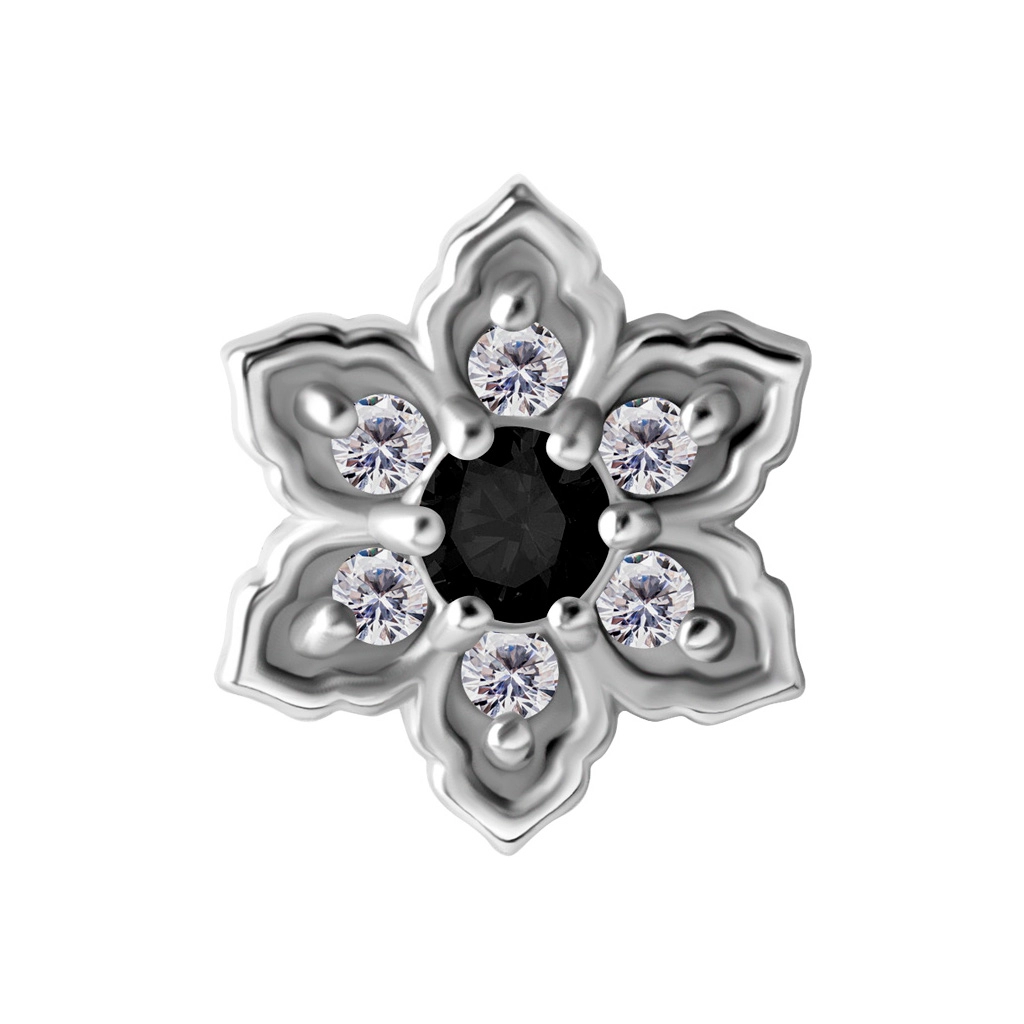 Labret Mandala flower czarny kryształek