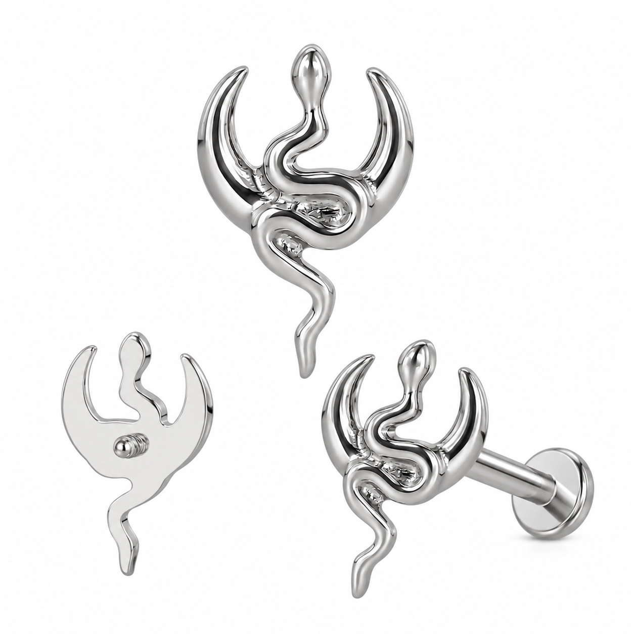 Tytanowy labret Moon Serpent
