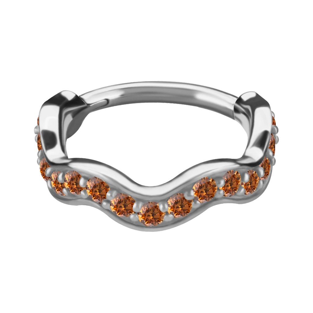 Helix conch clicker Wave with champagne gems