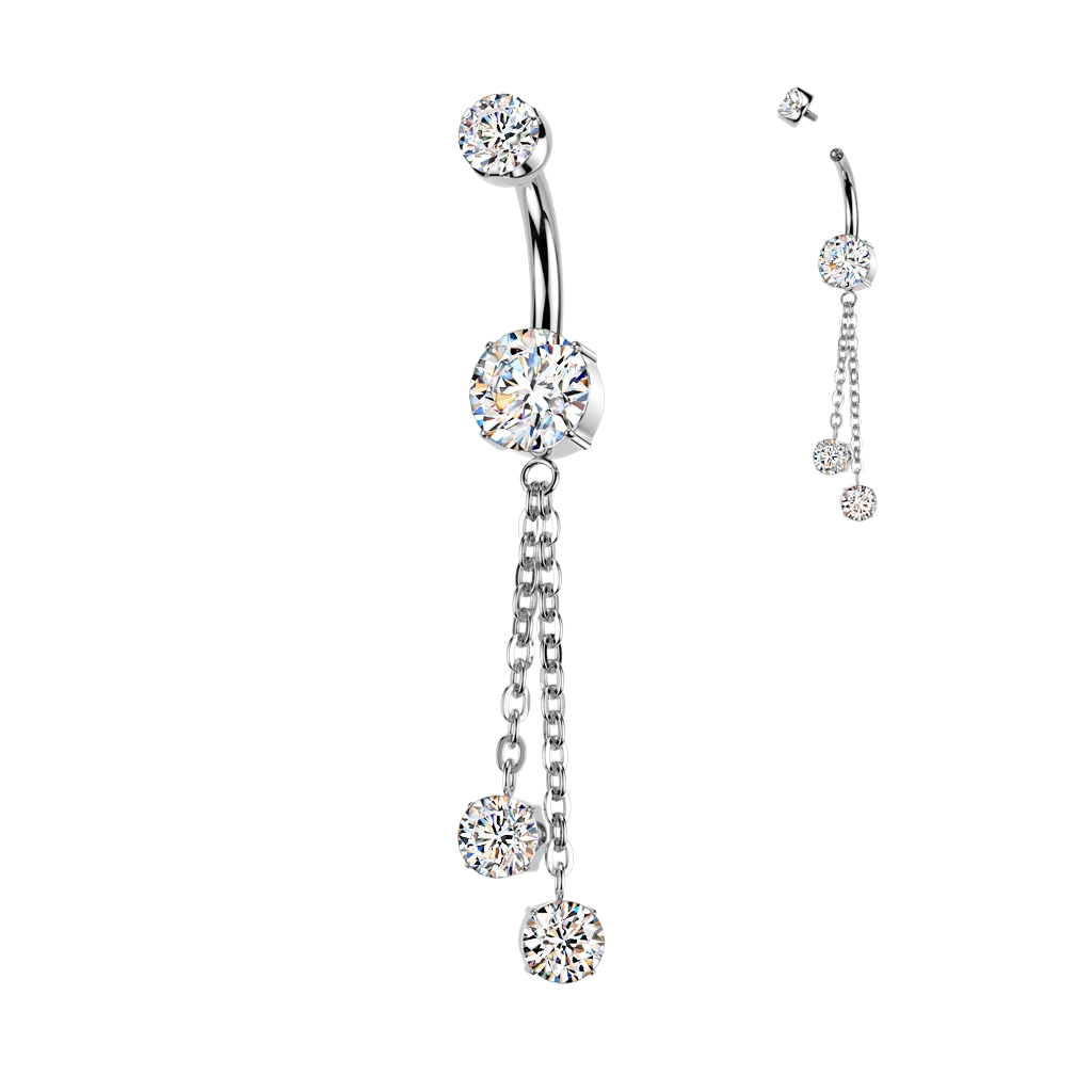 Titanium navel barbell Euphoria clear CZ