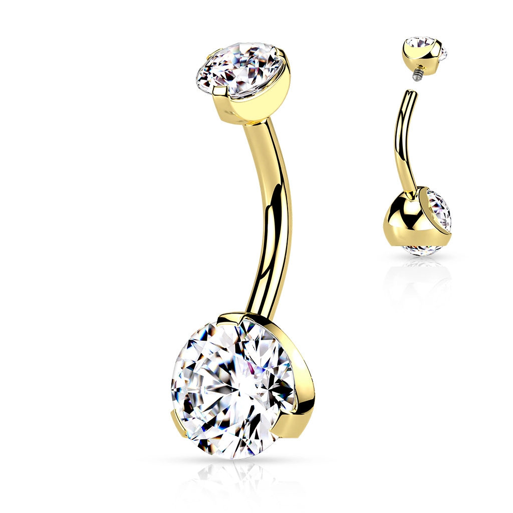 Prong Set cubic zirconia Navel Ring
