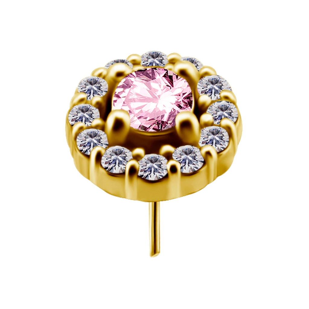 Grazia gold push-in top with pink gem