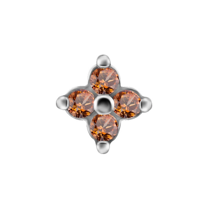 Quatro gem flower ozdoba push-in z szampańskimi cyrkoniami