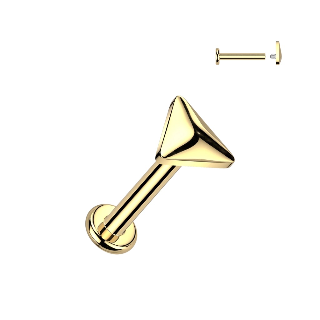 Gold titanium internally threaded triangle labret