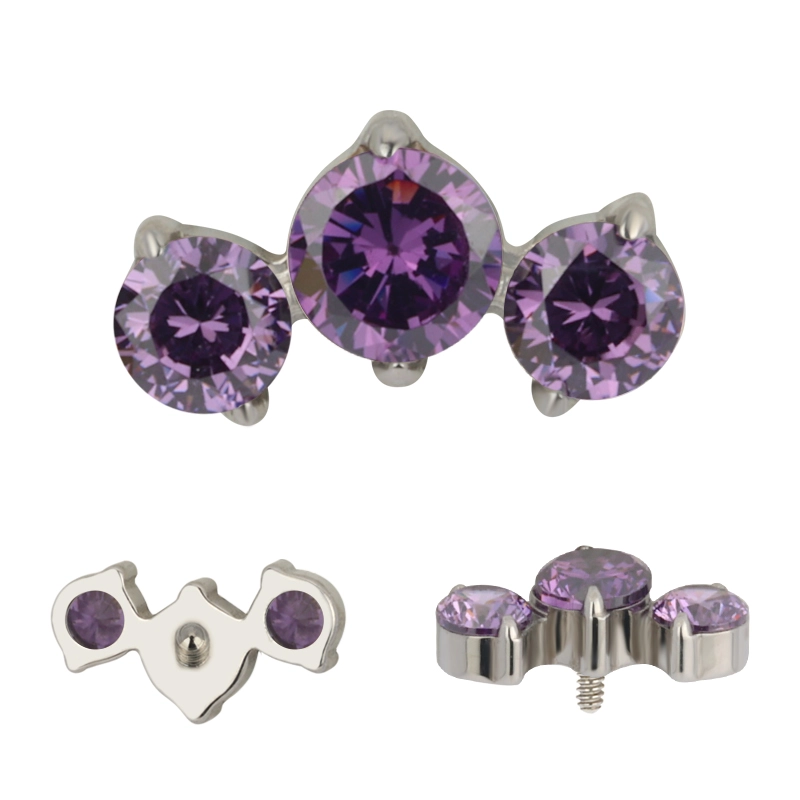 Titanium labret Roya with purple gems