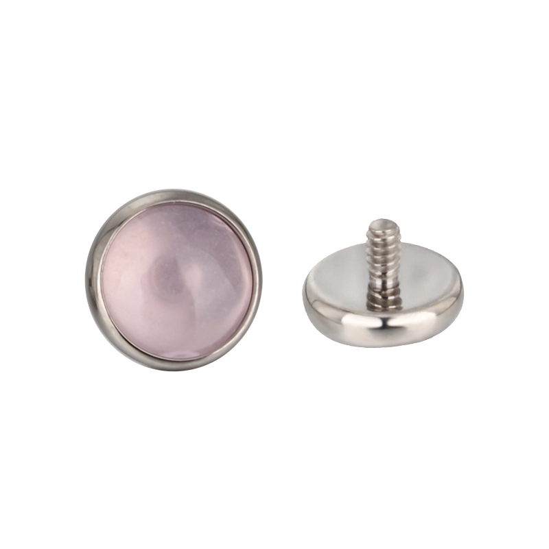 Tytanowy labret rose quartz bezel set