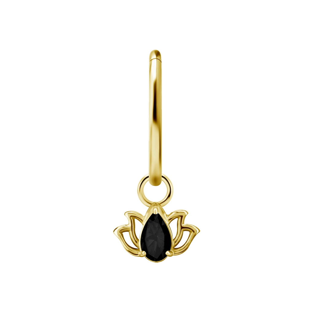 Gold piercing charm Black Lotus