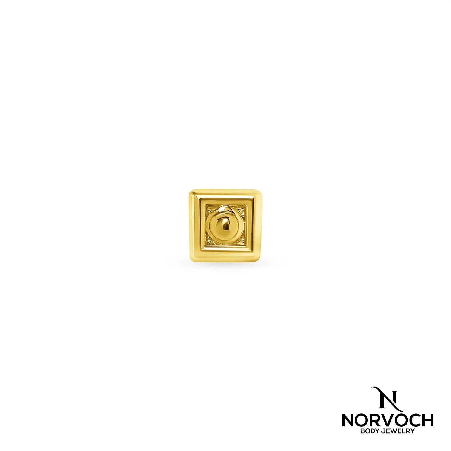 Square with bead ozdoba push-in z żółtego złota 14k