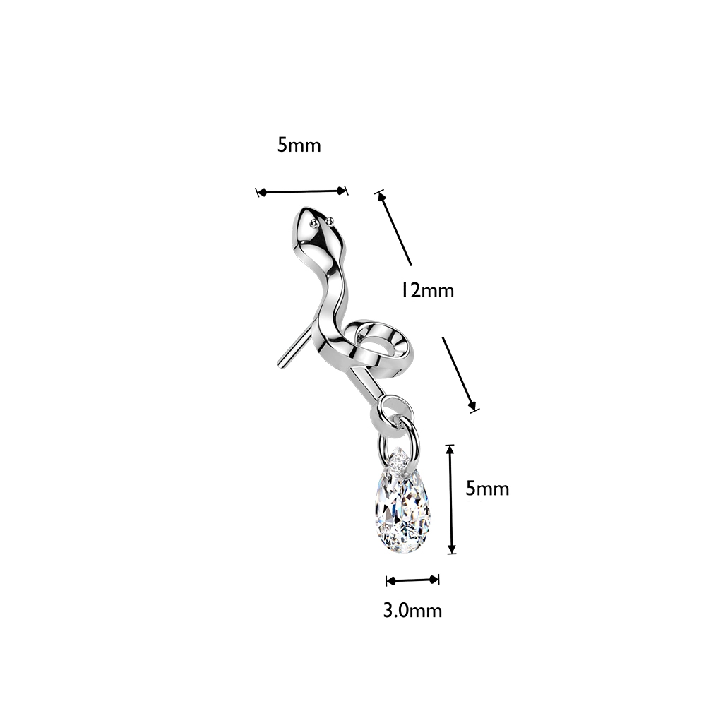 Tytanowa ozdoba push-in Snake with gem