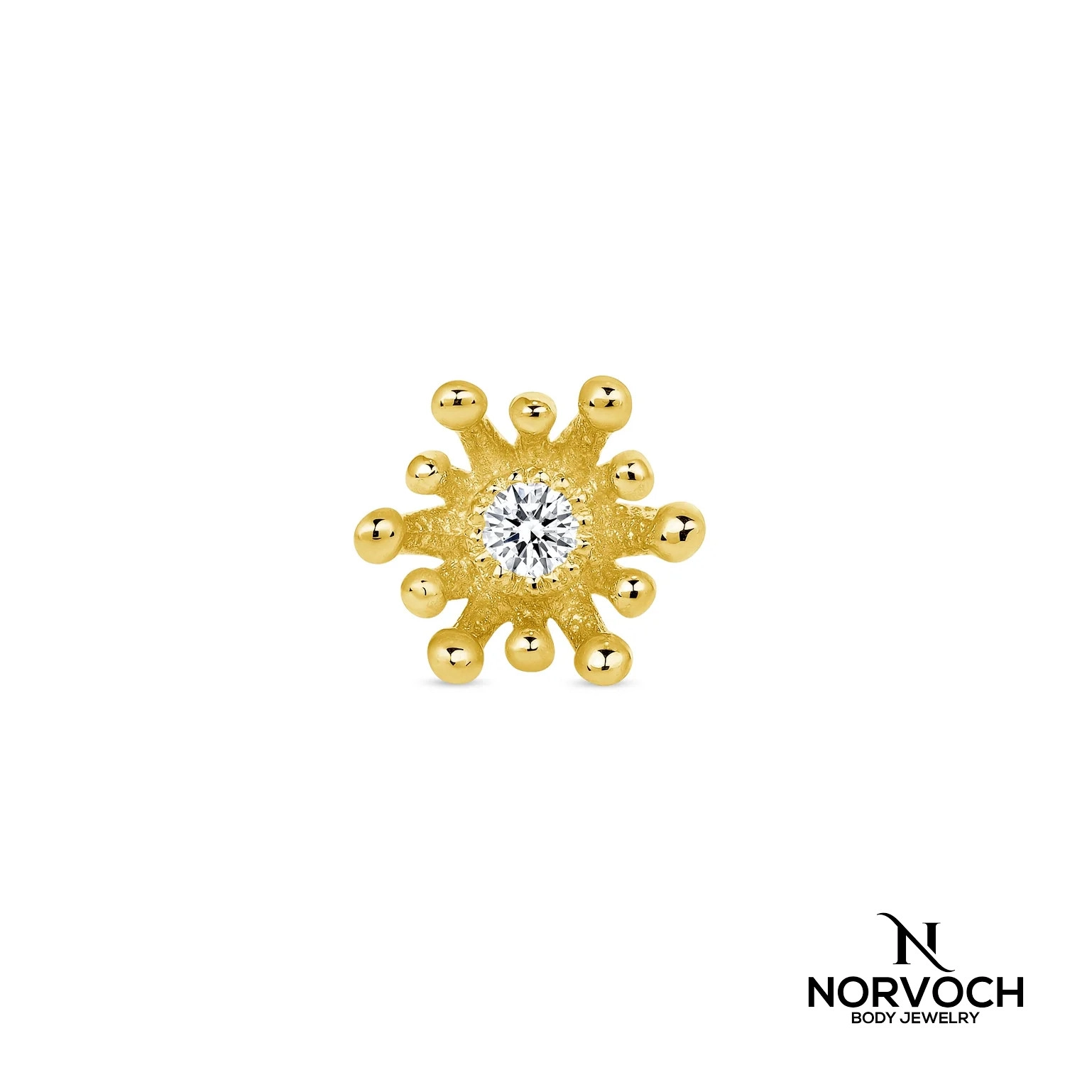 Fire Star push-in top 14k yellow gold