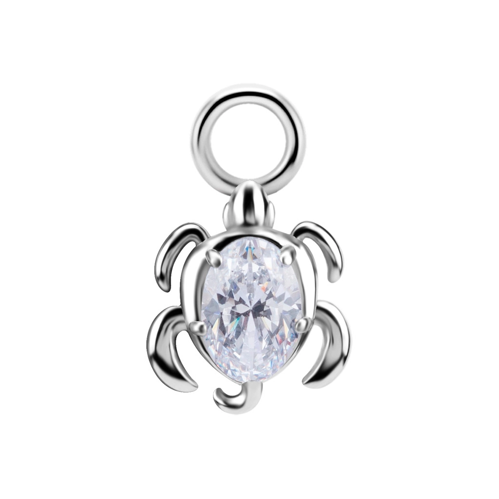 Piercing charm Turtle white gem