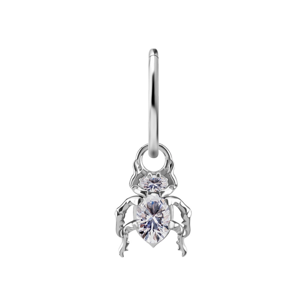 Piercing charm Beetle white gem