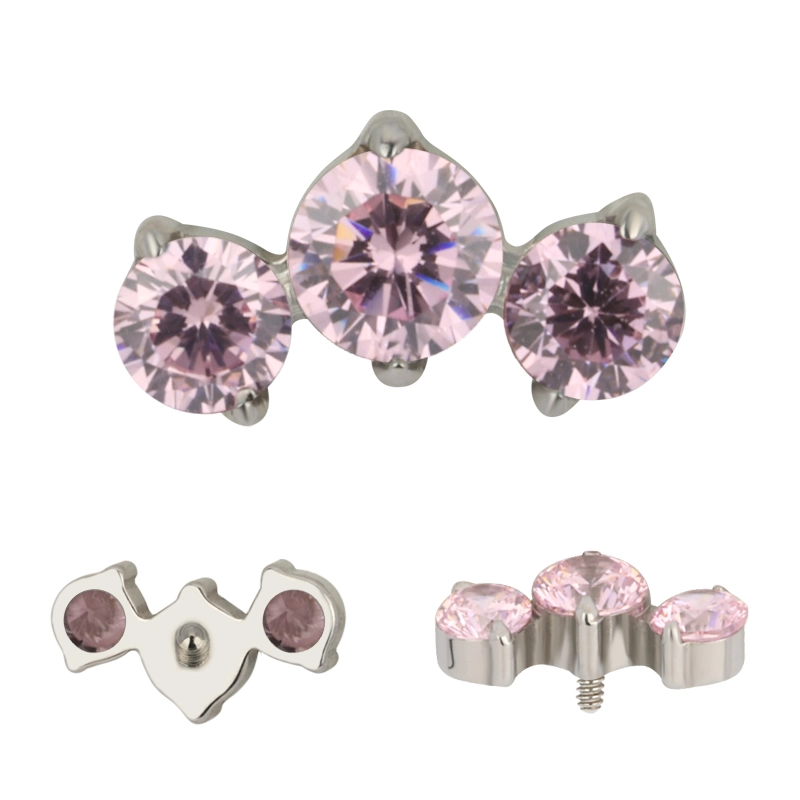Titanium labret Roya with pink gems