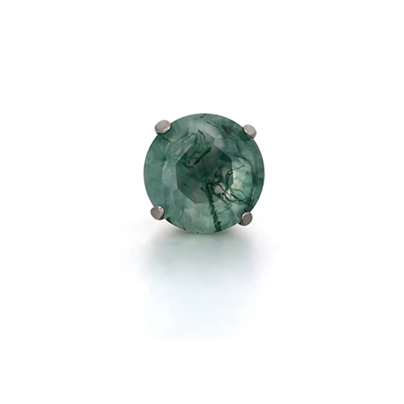 Tytanowy labret moss agate prong set