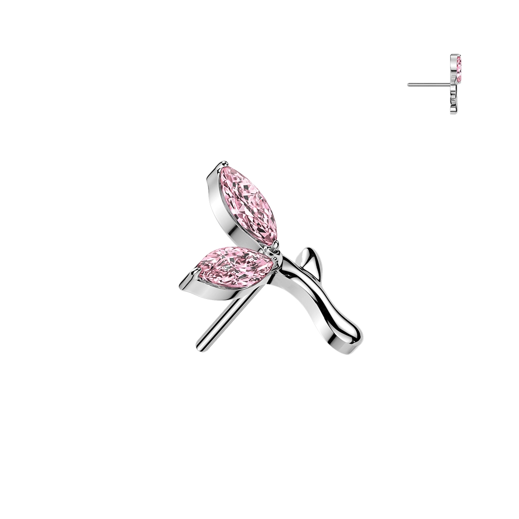 Titanium push-in end Pink Crystal Twig