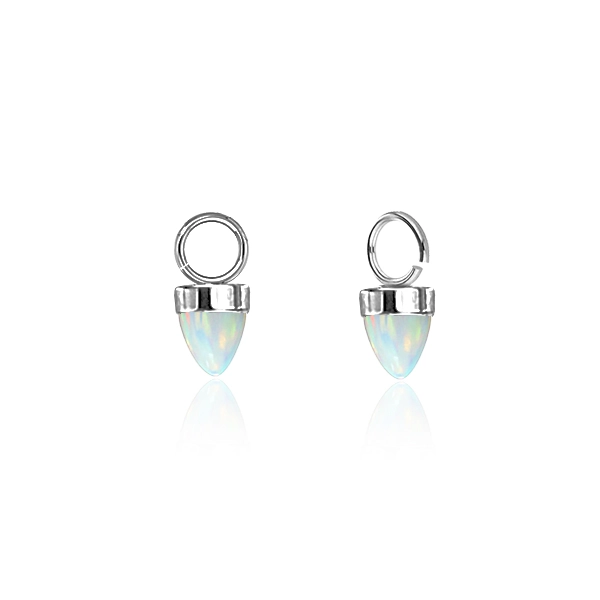 Steel charm Aura with white opal