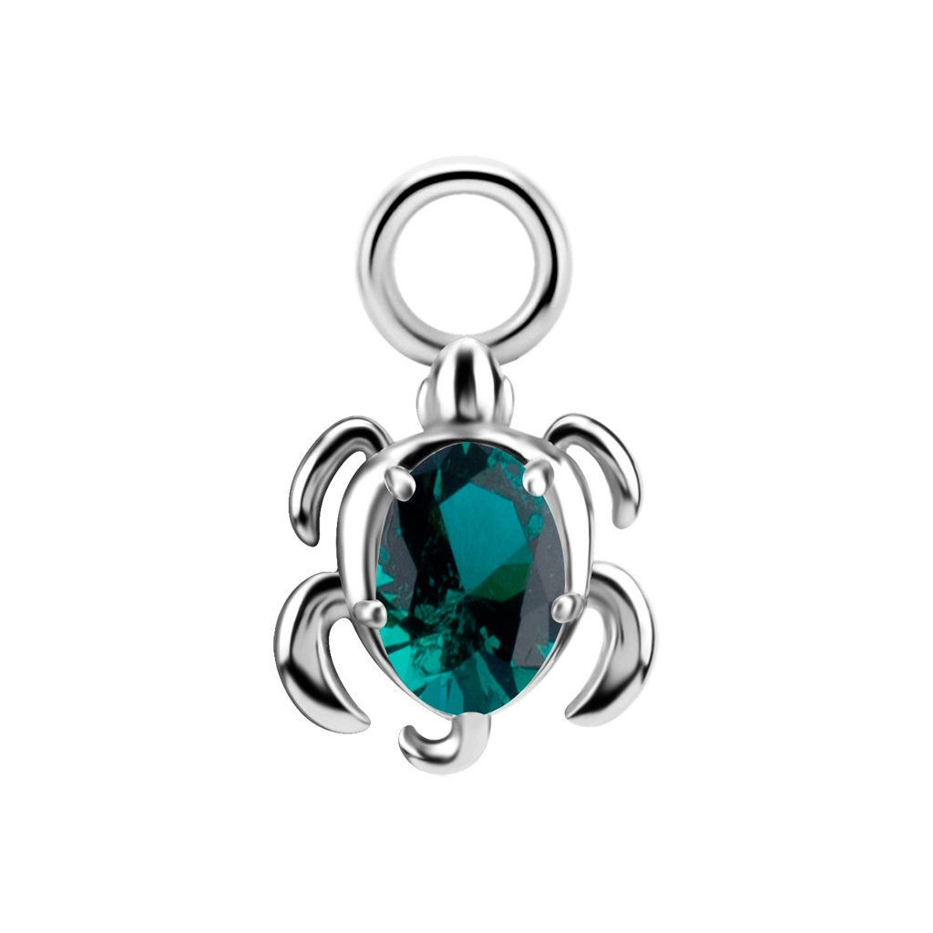 Piercing charm Turtle emerald gem