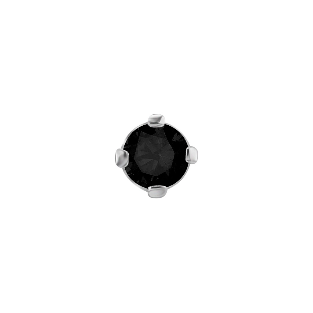 Czarny spinel  w oprawie prong set ze białego złota 18k