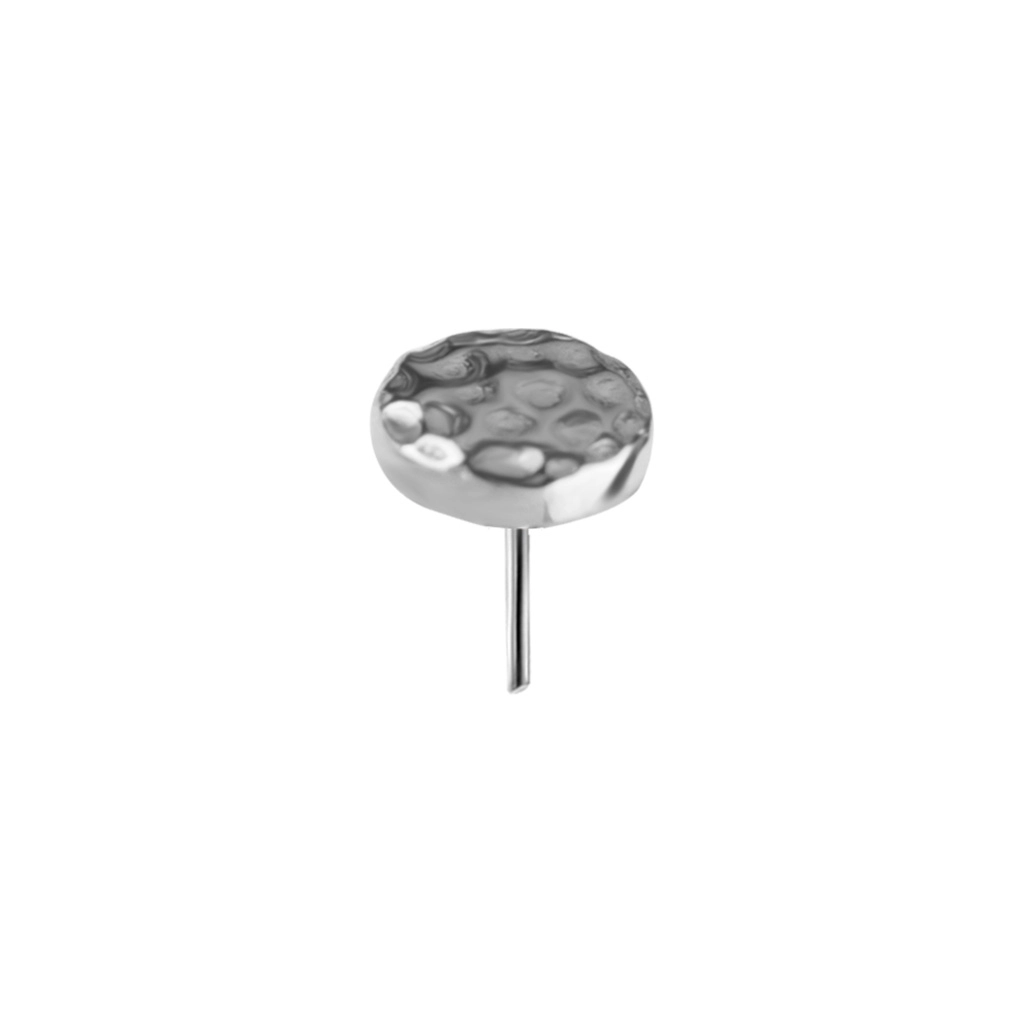 Push-in solid hammered disc 18k white gold