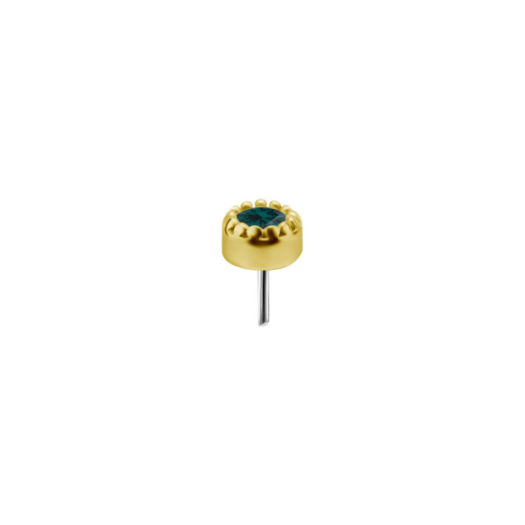 Emerald nano gem milgrain bezel set set 18k