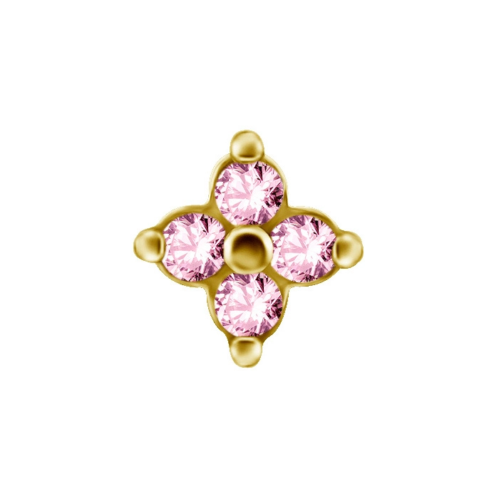 Quatro gem gold push-in top with pink gems
